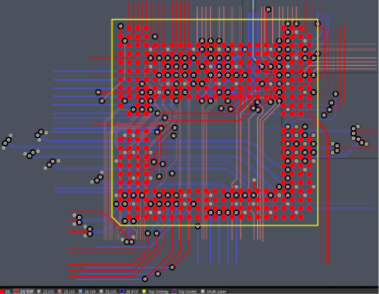 Figure 4: The completed fanout shown across all layers.
